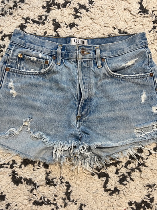 Agolde Pants - Agolde Light Wash Ripped Denim Cutoff Shorts